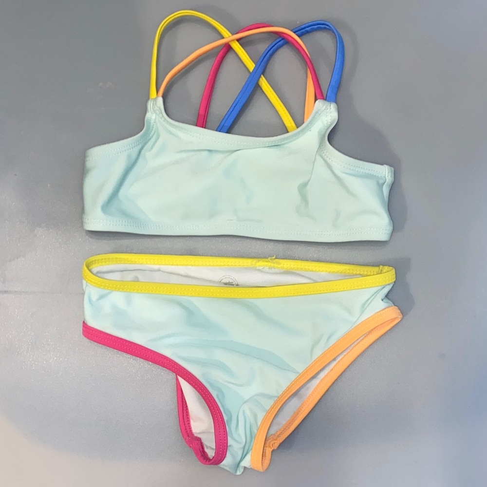 Wonder Nation Kids Bikini - Light Blue with Multicolor Straps